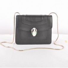 Чанта за рамо Bvlgari Serpenti Original от кожа, черна 604