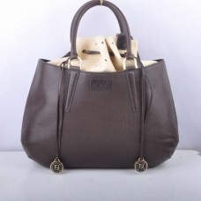 Голяма чанта с горна дръжка от еленова кожа Fendi B Fab Coffee