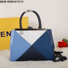 Чанта от многоцветна сапфирено синя Ferrari от естествена кожа Fendi 2Jours 8848