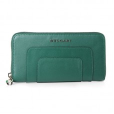 Оригинален кожен портфейл с цип Bvlgari Serpenti в зелено 201301
