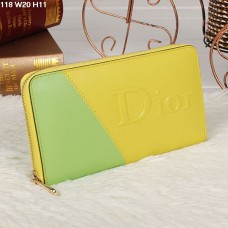 Christian Dior Многоцветен жълт/лайм портфейл с цип 118