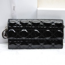 Портфейл Dior CD086 черен от лакирана кожа