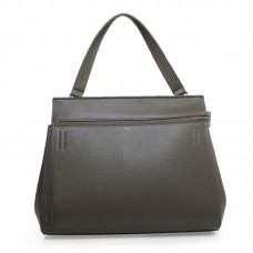 Оригинална кожена чанта Celine EDGE, цвят каки 3405