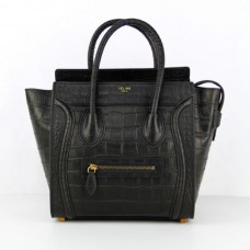 Celine Medium Luggage Tote, черна крокодилска кожа