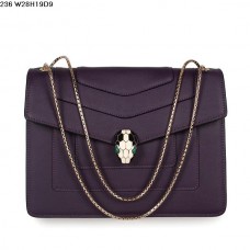 Чанта Bvlgari Serpenti GM от телешка кожа в лилаво