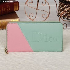 Christian Dior Многоцветен светлозелен/светлорозов портфейл с цип 118 Christian Dior Многоцветен светлозелен/светлорозов портфейл с цип 118