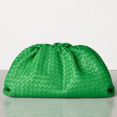 Bottega Veneta Пауч клъч от зелена кожа Intrecciato