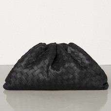 Bottega Veneta Пауч клъч от черна кожа Intrecciato