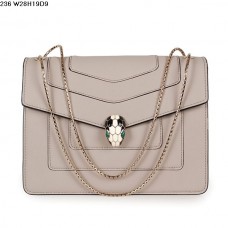Чанта Bvlgari Serpenti GM от телешка кожа в сиво