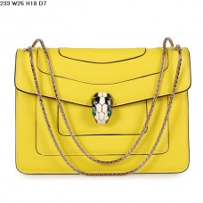 Чанта Bvlgari Serpenti GM от телешка кожа в жълто