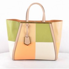 Чанта от многоцветна жълта кожа Fendi 2Jours Ferrari