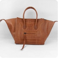 Чанти от кожа Celine Light Coffee Croco