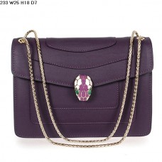 Чанта Bvlgari Serpenti GM от телешка кожа в лилаво