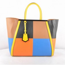 Многоцветна черна кожена чанта Fendi 2Jours Ferrari Многоцветна черна кожена чанта Fendi 2Jours Ferrari