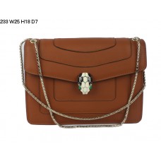 Чанта за рамо Bvlgari Serpenti от телешка кожа GM, земно жълто 233