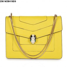 Чанта Bvlgari Serpenti GM от телешка кожа в жълто