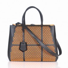 Жълта кожена чанта Fendi 2Jours Ferrari Clinch Bolt