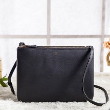Голяма чанта Celine Trio Crossbody от черна телешка кожа Голяма чанта Celine Trio Crossbody от черна телешка кожа