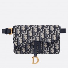 Чанта Dior Oblique Saddle Belt в синьо