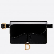 Чанта Dior Saddle Belt от черна лачена кожа