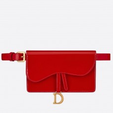 Чанта Dior Saddle Belt от червена лачена кожа
