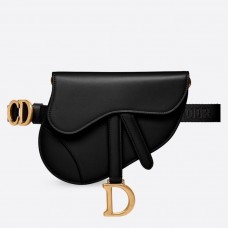 Чанта Dior Saddle Belt от черна гладка телешка кожа