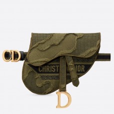 Чанта за колан Dior Saddle Pouch от зелен камуфлажен плат