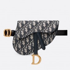 Чанта Dior Saddle Belt от син наклонен плат