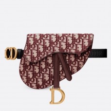 Чанта Dior Saddle Belt в бордо косо платно