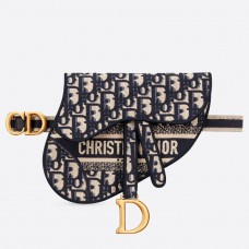 Чанта за колан Dior Saddle Pouch от син наклонен плат