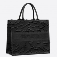 Чанта Dior Book Tote от черен камуфлажен бродиран плат