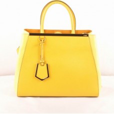 Чанта от средна кожа Fendi 2jours с жълти кръстосани вени/Ferrari