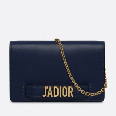 Портфейл Dior J'Adior с верижка в тъмносин цвят