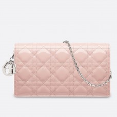 Чанта Dior Lady Dior с верижка в розово лакирано