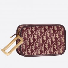 Чанта Dior Diorquake в бордо Dior Oblique Canvas