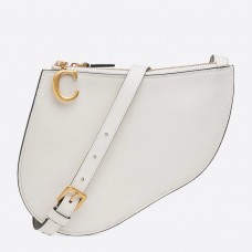 Чанта Dior Saddle Trio с каишка от бяла телешка кожа