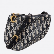 Чанта Dior Saddle Trio с каишка от син скосен плат
