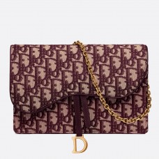 Чанта Dior Bordeaux Oblique Saddle Chain Clutch