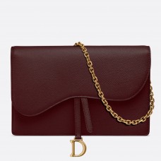 Чанта Dior Bordeaux Calskin Saddle Chain Clutch