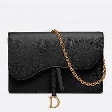 Чанта Dior Black Calskin Saddle Chain Clutch