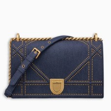Чанта Dior Diorama Flap от деним и капси