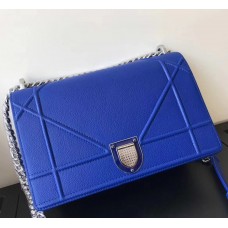 Чанта Dior Diorama Flap от синя зърнеста телешка кожа