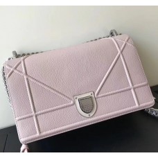 Чанта Dior Diorama Flap от светлорозова зърнеста телешка кожа