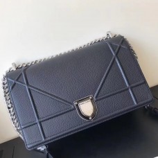 Чанта Dior Diorama Flap от черна зърнеста телешка кожа