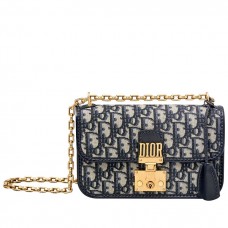 Чанта Dior Dioraddict Flap от син наклонен плат