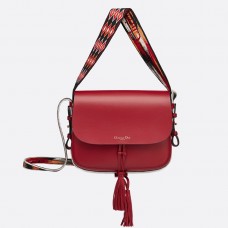 Чанта с капак Dior Diorodeo от червена телешка кожа