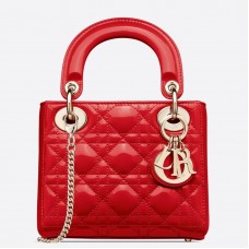Мини чанта Dior Lady Dior от черешова лачена кожа Мини чанта Dior Lady Dior от черешова лачена кожа