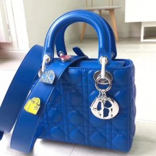Чанта Dior My Lady Dior от синя агнешка кожа