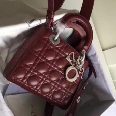 Чанта Dior My Lady Dior от агнешка кожа в бордо