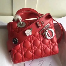 Чанта Dior My Lady Dior от червена агнешка кожа